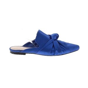 Lord & Taylor 434 fifth Blue satin bow mule slipper size 6.5  #satinmules